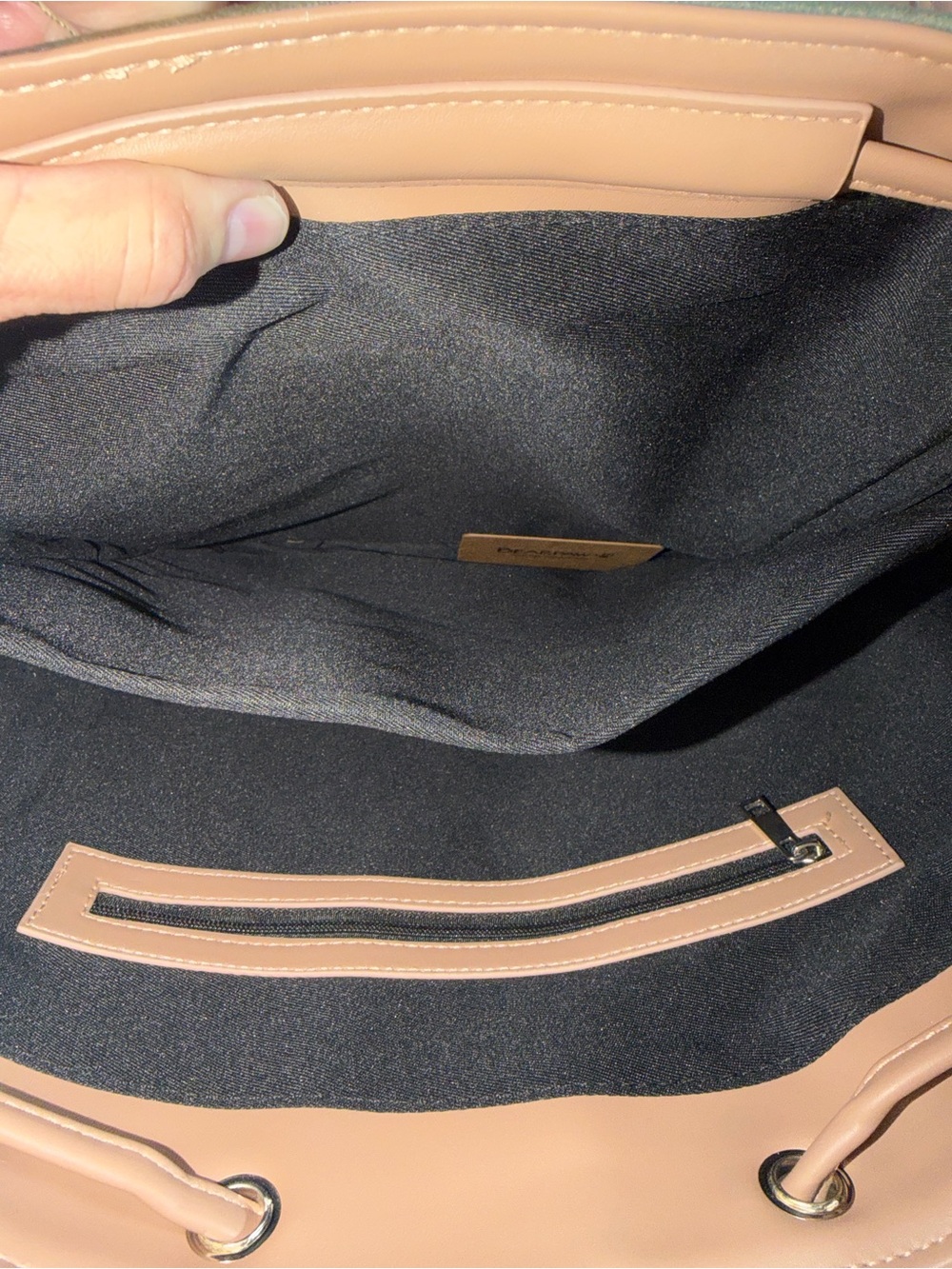 BearPaw Camo Backpack with Cream Sherpa Trim and Tan Accents - Picture 6 of 13